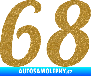 Samolepka Startovní číslo 68 typ 3 Ultra Metalic zlatá