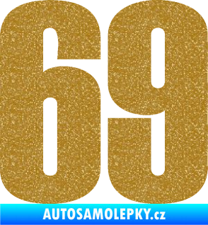 Samolepka Startovní číslo 69 typ 2        Ultra Metalic zlatá