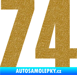 Samolepka Startovní číslo 74 typ 2     Ultra Metalic zlatá
