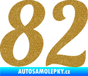 Samolepka Startovní číslo 82 typ 3   Ultra Metalic zlatá