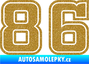 Samolepka Startovní číslo 86 typ 5 Ultra Metalic zlatá