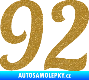 Samolepka Startovní číslo 92 typ 3   Ultra Metalic zlatá