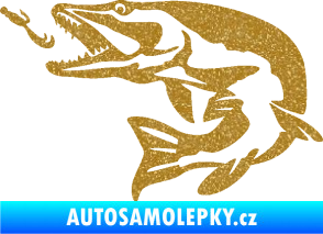 Samolepka Štika 005 levá s návnadou Ultra Metalic zlatá