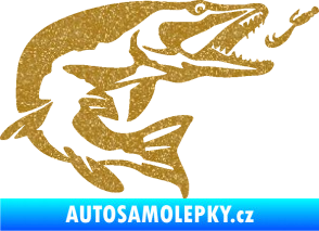 Samolepka Štika 005 pravá s návnadou Ultra Metalic zlatá