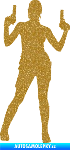 Samolepka Střelkyně 002 pravá girl with gun Ultra Metalic zlatá