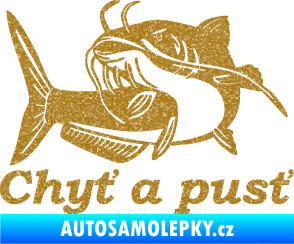 Samolepka Sumec 002 chyť a pusť levá Ultra Metalic zlatá