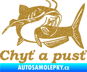Samolepka Sumec 002 chyť a pusť pravá Ultra Metalic zlatá
