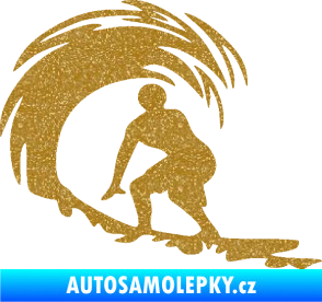Samolepka Surfař 005 levá velké vlny Ultra Metalic zlatá