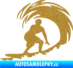 Samolepka Surfař 005 pravá velké vlny Ultra Metalic zlatá