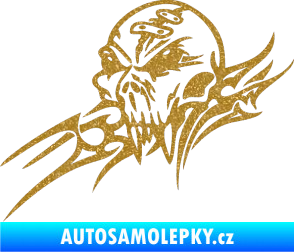 Samolepka Tribal skull levá lebka Ultra Metalic zlatá