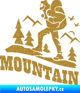 Samolepka Turista 005 levá výšlap na hory Ultra Metalic zlatá