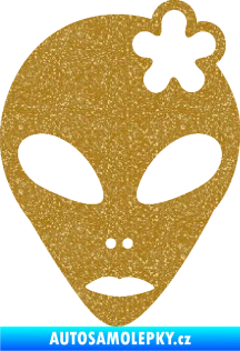 Samolepka UFO 009 slečna s kytičkou pravá Ultra Metalic zlatá