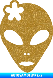 Samolepka UFO 009 slečna s kytičkou levá Ultra Metalic zlatá