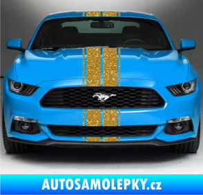 Samolepka Viper pruhy dvojité  1,5 cm + 11 cm + 11 cm + 1,5 cm Ultra Metalic zlatá
