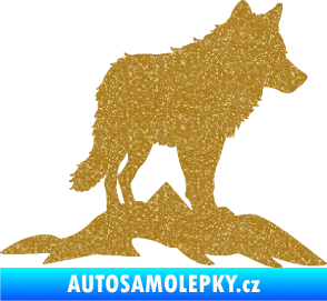 Samolepka Vlk 031 pravá hory Ultra Metalic zlatá