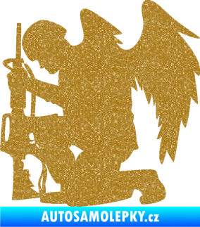 Samolepka Voják 015 levá modlící se s křídly Ultra Metalic zlatá