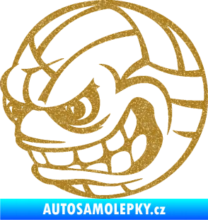 Samolepka Volejbalový míč 001 levá s obličejem Ultra Metalic zlatá