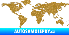 Samolepka World mapa světa Ultra Metalic zlatá