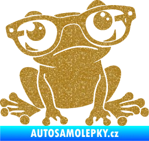 Samolepka Žába 011 pravá kouká s brýlemi Ultra Metalic zlatá