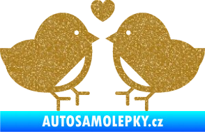 Samolepka Zamilovaní ptáčci 001 se srdíčkem Ultra Metalic zlatá