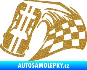 Samolepka Závodní auto 005 levá Ultra Metalic zlatá