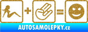 Samolepka Žena + shocker = šklebící se smajlík pravá Ultra Metalic zlatá