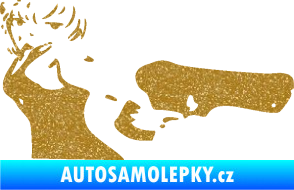 Samolepka Žena s pistolí pravá Ultra Metalic zlatá