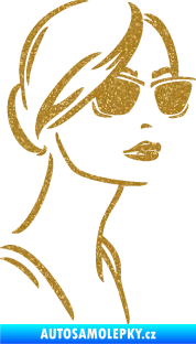 Samolepka Žena tvář 003 pravá s brýlemi Ultra Metalic zlatá