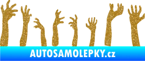 Samolepka Zombie 002 levá mrtví vylézají z hrobu Ultra Metalic zlatá