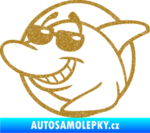 Samolepka Žralok 018 levá cool s brýlemi Ultra Metalic zlatá