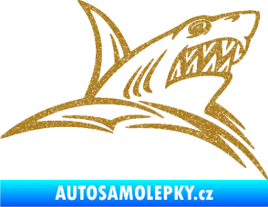 Samolepka Žralok 020 pravá v moři Ultra Metalic zlatá