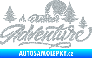 Samolepka Adventure outdoor nápis les,hory a táborák Ultra Metalic stříbrná metalíza