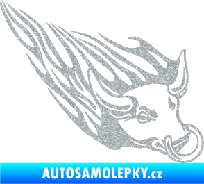 Samolepka Animal flames 010 pravá býk s kruhem Ultra Metalic stříbrná metalíza