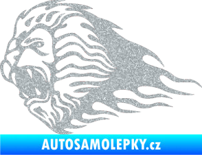 Samolepka Animal flames 014 levá lev Ultra Metalic stříbrná metalíza