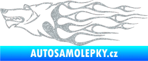 Samolepka Animal flames 017 levá vlk Ultra Metalic stříbrná metalíza