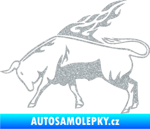 Samolepka Animal flames 067 levá býk Ultra Metalic stříbrná metalíza