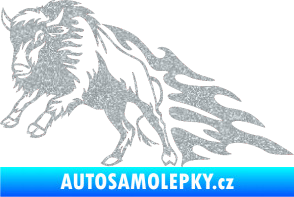 Samolepka Animal flames 089 levá býk Ultra Metalic stříbrná metalíza