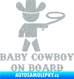 Samolepka Baby cowboy on board pravá Ultra Metalic stříbrná metalíza