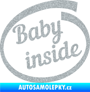 Samolepka Baby inside dítě v autě nápis Ultra Metalic stříbrná metalíza