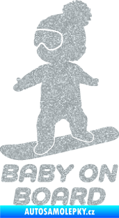 Samolepka Baby on board 009 levá snowboard Ultra Metalic stříbrná metalíza