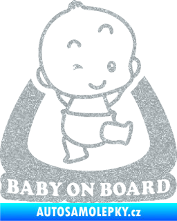 Samolepka Baby on board 011 pravá s nápisem Ultra Metalic stříbrná metalíza