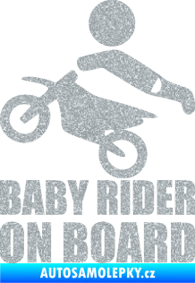Samolepka Baby rider on board levá Ultra Metalic stříbrná metalíza