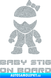 Samolepka Baby stig on board girl Ultra Metalic stříbrná metalíza