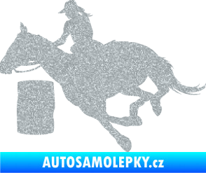 Samolepka Barrel racing 001 levá cowgirl rodeo Ultra Metalic stříbrná metalíza