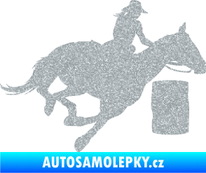 Samolepka Barrel racing 001 pravá cowgirl rodeo Ultra Metalic stříbrná metalíza