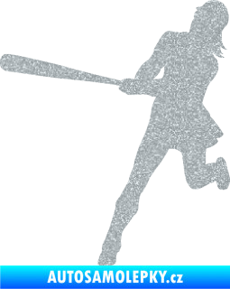 Samolepka Baseball 020 levá hráčka Ultra Metalic stříbrná metalíza