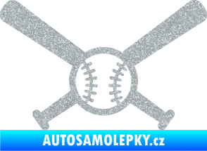 Samolepka Baseball míček a pálky Ultra Metalic stříbrná metalíza