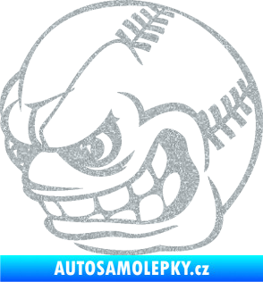 Samolepka Baseballový míček 001 levá s obličejem Ultra Metalic stříbrná metalíza