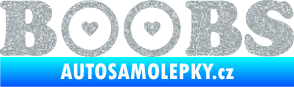 Samolepka Boobs nápis se srdíčky Ultra Metalic stříbrná metalíza