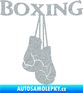 Samolepka Boxing nápis s rukavicemi Ultra Metalic stříbrná metalíza